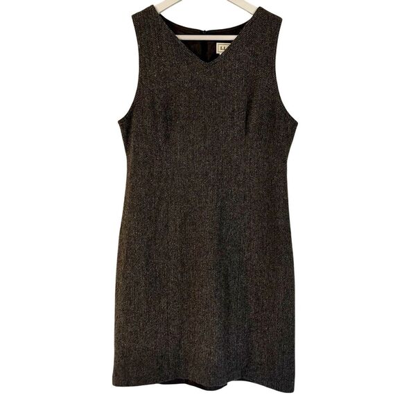 L.L. Bean Vintage 100% wool grey vneck sheath dress 8 - Picture 8 of 10